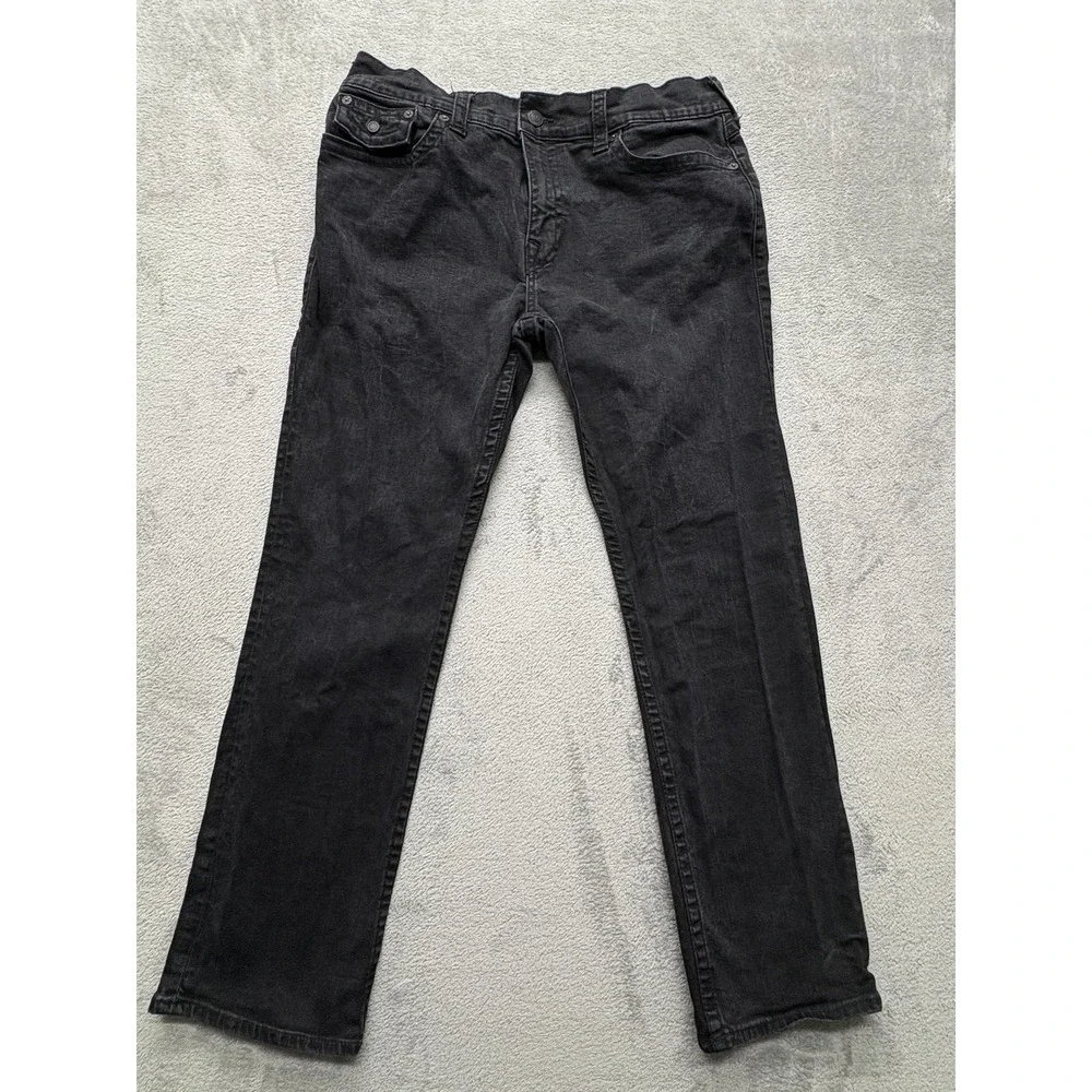 True Religion Ricky Jeans Mens Measured 37x3 Black Relaxed Straight Casual Pants